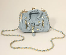 Load image into Gallery viewer, Denim Motorcycle Jacket Crossbody- Light