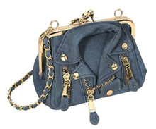 Load image into Gallery viewer, Denim Motorcycle Jacket Crossbody - Dark