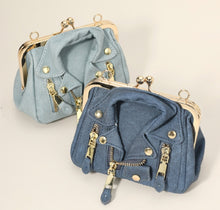 Load image into Gallery viewer, Denim Motorcycle Jacket Crossbody- Light