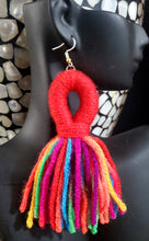 Load image into Gallery viewer, Red Hot Yarn Earrings