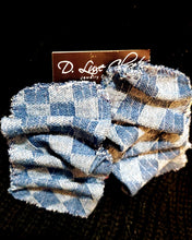 Load image into Gallery viewer, Wavy Checker Denim Earrings
