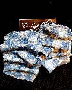 Wavy Checker Denim Earrings