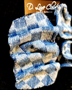 Wavy Checker Denim Earrings