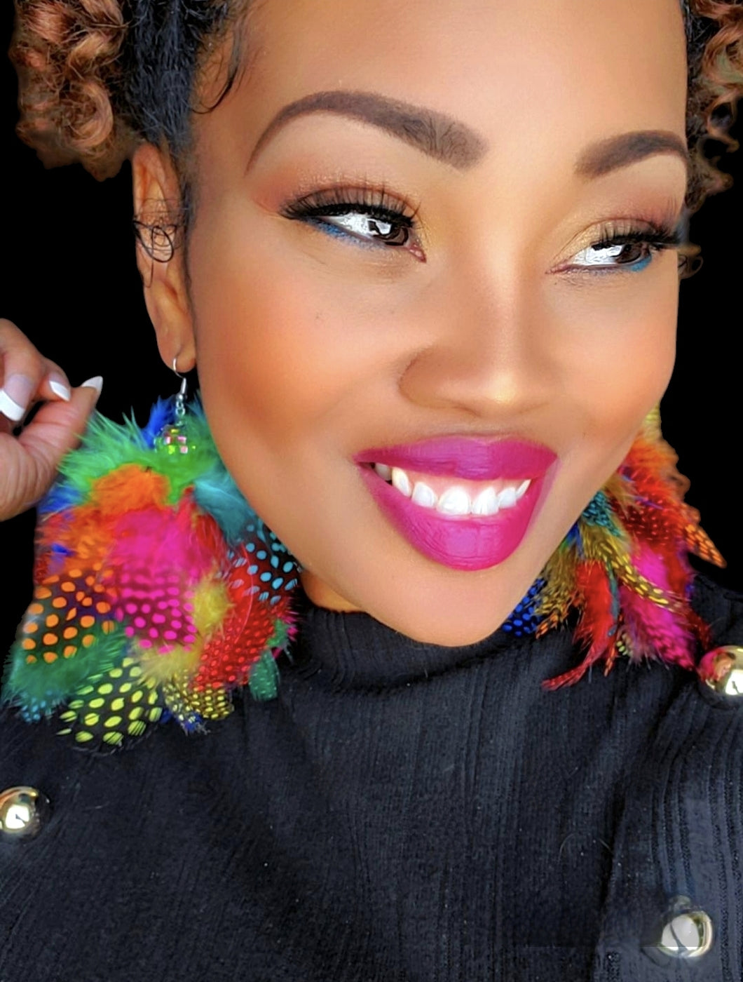 Feather Earrings - Multi Mix Dark