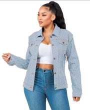 Load image into Gallery viewer, Rhinestone Stitched Tailored Denim Jacket
