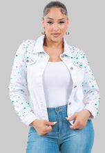 Load image into Gallery viewer, Ms. Pearl Denim Bling Jacket - Free Shipping
