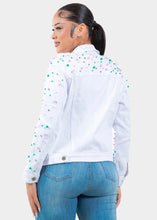 Load image into Gallery viewer, Ms. Pearl Denim Bling Jacket - Free Shipping

