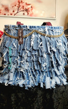 Load image into Gallery viewer, Denim Fringe Tote
