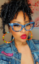 Load image into Gallery viewer, Kente &amp; Denim Hoops - XL
