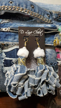 Load image into Gallery viewer, Plush Denim Earrings-White
