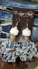 Load image into Gallery viewer, Plush Denim Earrings-White
