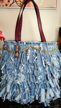 Load image into Gallery viewer, Denim Fringe Tote
