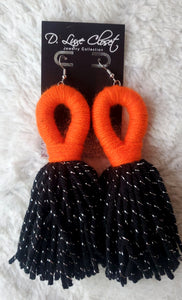 Keyhole Yarn Earrings - Orange