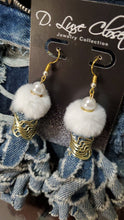 Load image into Gallery viewer, Plush Denim Earrings-White
