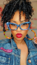 Load image into Gallery viewer, Kente &amp; Denim Hoops - XL
