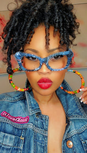 Kente & Denim Hoops - XL