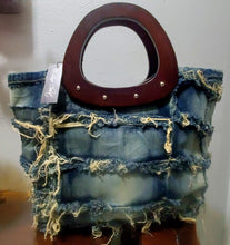 Load image into Gallery viewer, FRINGED OUT DENIM HANDBAG
