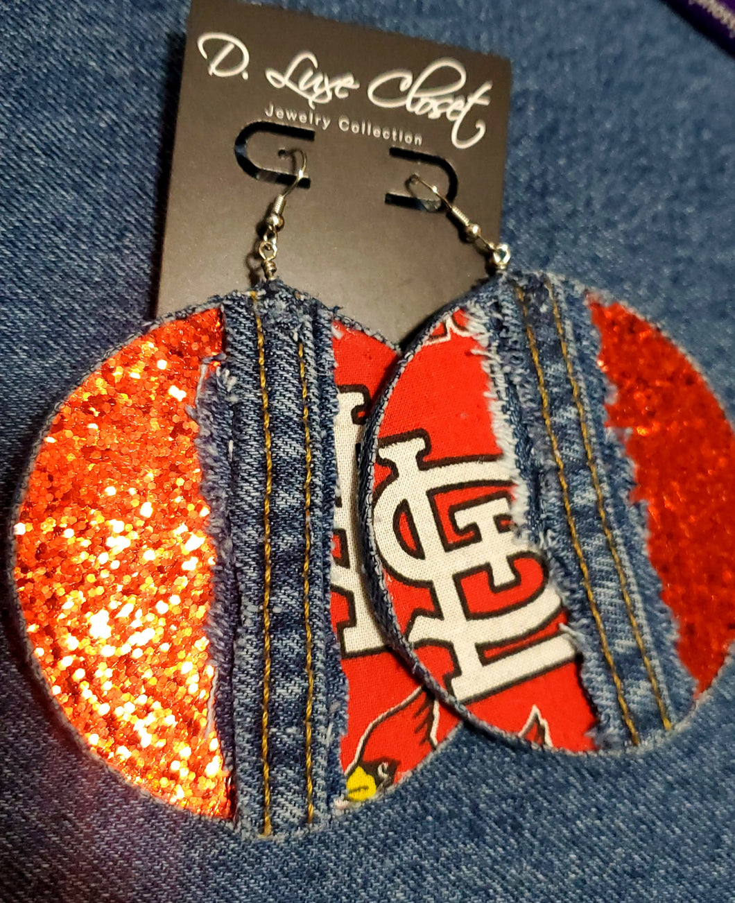 STL Cardinals Red Bling Earrings - Limited 314 Edition