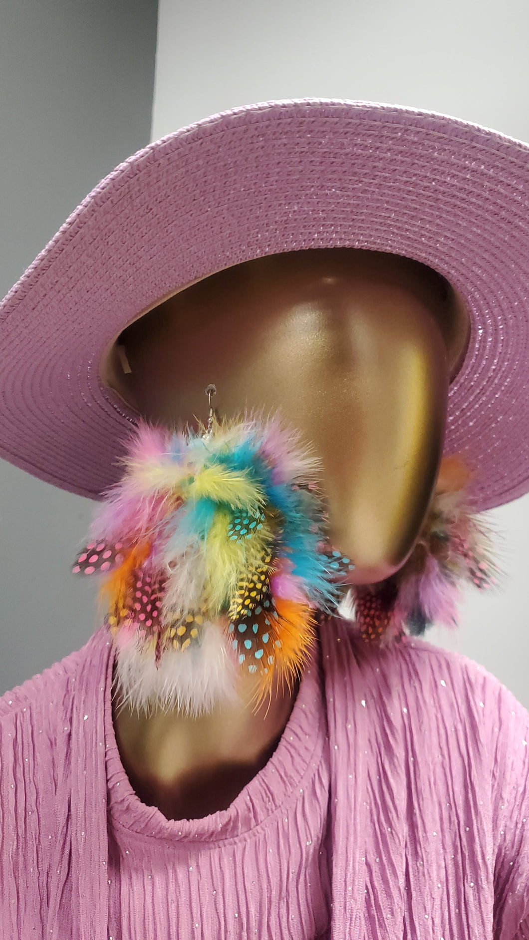 Feather Earrings - Cotton Candy