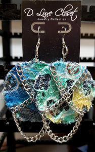 Chained Up Denim Earrings