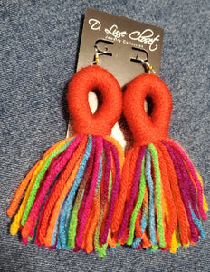 Red Hot Yarn Earrings