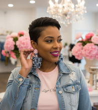 Load image into Gallery viewer, BE HAPPY Denim Earrings
