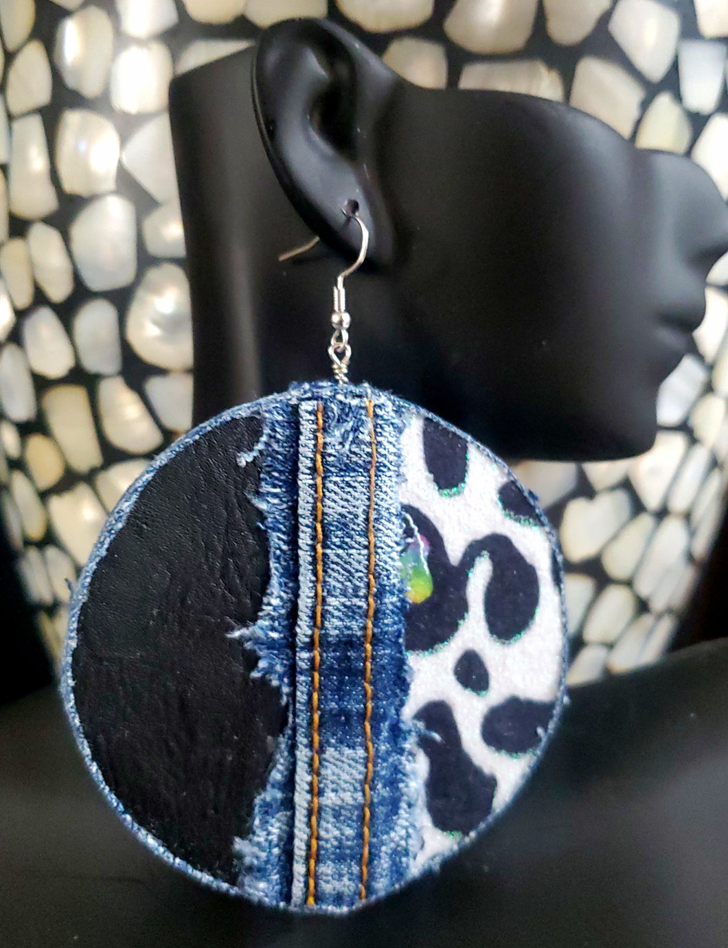 Lucid Leopard Print Earrings - Leather