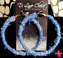 Load image into Gallery viewer, Dainty Denim Hoops
